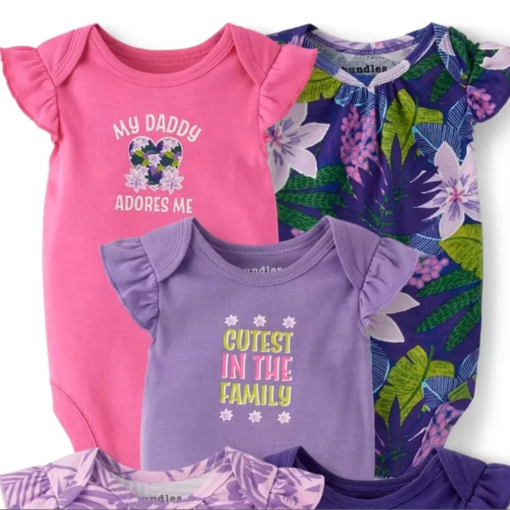 NWT The Children’s Place Baby Girls Aloha Mommy Bodysuit 5-Pack - Solar Storm